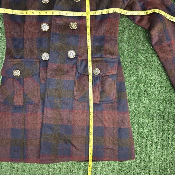 Vintage Coogi Women's Plaid Wool Blend Coat Jacket Size Small Pea Coat Y2K - Picture 11 of 11